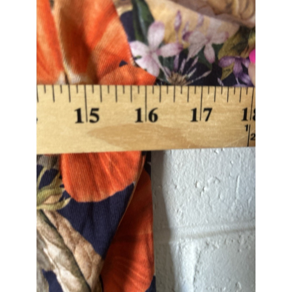Chicos Top Floral Womens Sz 2 Large Pima Cotton 3/4 Sleeve V Neck Career Office - Picture 5 of 8